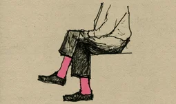 a man in pink socks